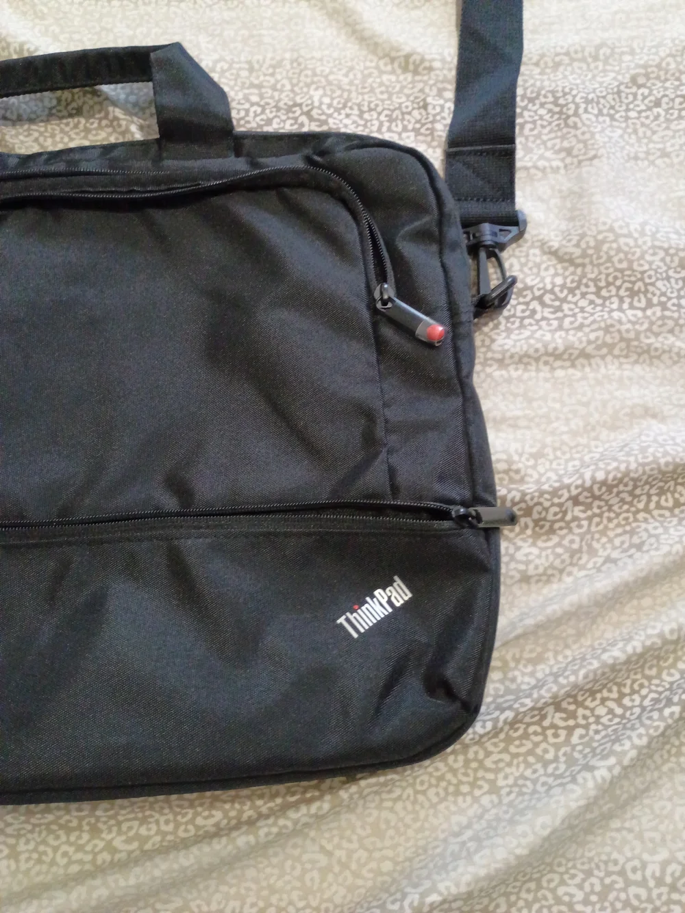 Think! Black Laptop Briefcase with Red Accent